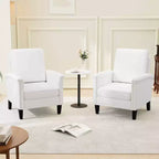 Costway Fauteuil d'appoint floral 1/2 pièce avec pieds en bois massif et dossier haut Coussins épais et confortables Bleu/Beige