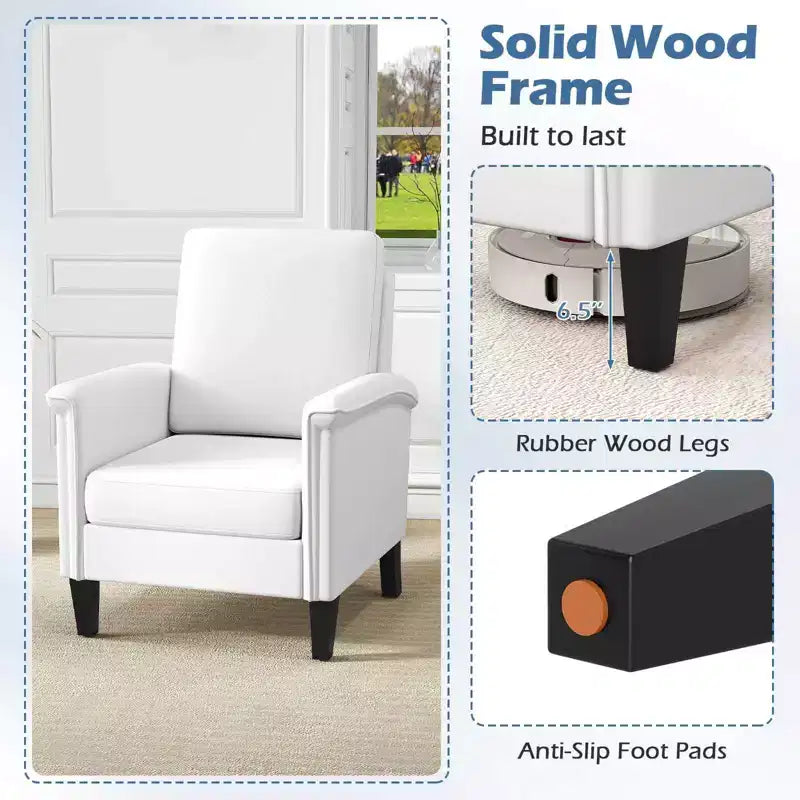 Costway Fauteuil d'appoint floral 1/2 pièce avec pieds en bois massif et dossier haut Coussins épais et confortables Bleu/Beige