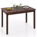 Costway 48 Wooden Dining Table for 4 People w/ Rubber Wood Legs Rectangular Table Cherry
