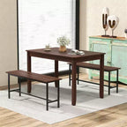 Costway Table à manger rectangulaire en bois de cerisier pour 4 personnes avec pieds en bois d'hévéa