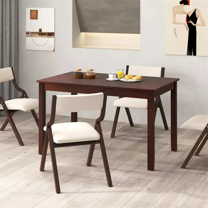 Costway Table à manger rectangulaire en bois de cerisier pour 4 personnes avec pieds en bois d'hévéa