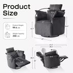 Fauteuil inclinable en velours côtelé, fauteuil pivotant 210 avec dossier et repose-pieds réglables, fauteuil à bascule avec support de téléphone - ModernLuxe