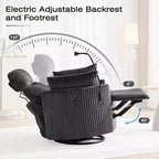 Fauteuil inclinable en velours côtelé, fauteuil pivotant 210 avec dossier et repose-pieds réglables, fauteuil à bascule avec support de téléphone - ModernLuxe