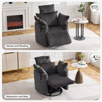 Fauteuil inclinable en velours côtelé, fauteuil pivotant 210 avec dossier et repose-pieds réglables, fauteuil à bascule avec support de téléphone - ModernLuxe