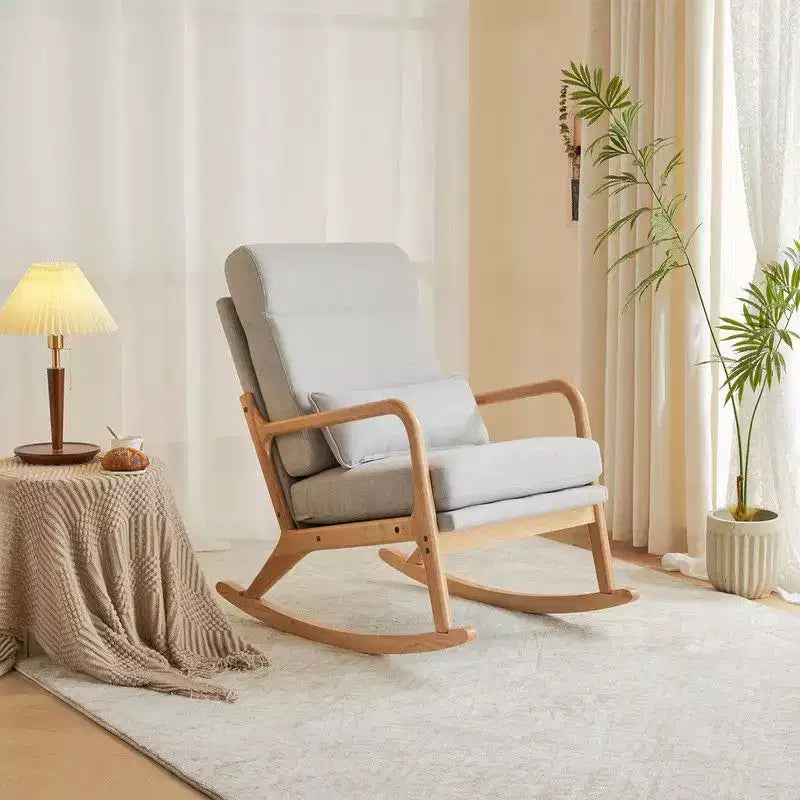 Fauteuil à bascule rembourré gris Karl Home
