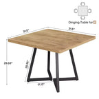 Table à manger industrielle carrée MAYEERTY 31,5, plateau en MDF marron vintage et cadre en métal noir, table polyvalente 2 places pour la maison et le bureau