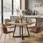 MAYEERTY 31.5 Square Industrial Dining Table, Vintage Brown MDF Top & Black Metal Frame, 2-Seater Multiuse Home & Office Table