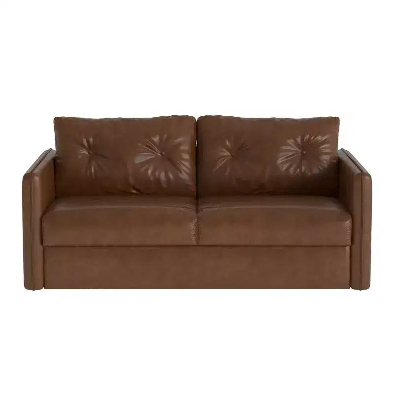 Canapé-lit convertible moderne Luck Live 63, canapé en cuir ciré à l'huile avec coussins en mousse haute densité (matelas inclus)