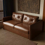 Canapé-lit convertible moderne Luck Live 63, canapé en cuir ciré à l'huile avec coussins en mousse haute densité (matelas inclus)