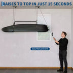 Monte-charge de plafond robuste, capacité 150lb pour boîtes de rangement, plafonds 8-10 pieds, rangement en hauteur avec sangles réglables, cordes 20m, poulie double