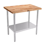 Table de travail John Boos de haute qualité en bois d'érable avec étagère inférieure réglable, 91,4 x 61 x 3,8 cm, acier galvanisé