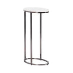 Kate and Laurel Natalli Marble Oval C-Table, White, 14x9x28