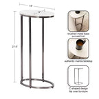 Table d'appoint ovale en marbre Kate and Laurel Natalli, blanc, 14x9x28