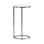 Table d'appoint ovale en marbre Kate and Laurel Natalli, blanc, 14x9x28