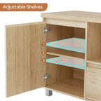 Meuble TV pour salon, meuble TV console en rotin avec rangement et étagère, meuble TV bohème pour TV jusqu'à 70'', pour salon, chambre
