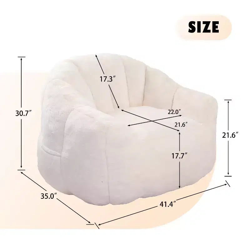 Fauteuil de salon FurnitureR en fausse fourrure, fauteuil d'appoint moelleux avec assise profonde, canapé paresseux rembourré et confortable pour salon, chambre à coucher, coin lecture