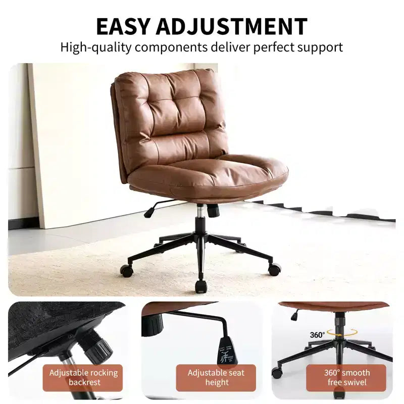 Chaise de bureau ergonomique avec pivotement à 360°, réglage de la hauteur et de l'inclinaison, assise large en forme de U, tissu doux en chenille, 4 coloris