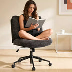 Chaise de bureau ergonomique avec pivotement à 360°, réglage de la hauteur et de l'inclinaison, assise large en forme de U, tissu doux en chenille, 4 coloris
