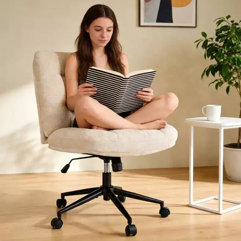 Chaise de bureau ergonomique avec pivotement à 360°, réglage de la hauteur et de l'inclinaison, assise large en forme de U, tissu doux en chenille, 4 coloris