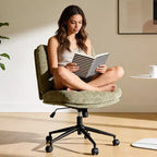 Chaise de bureau ergonomique avec pivotement à 360°, réglage de la hauteur et de l'inclinaison, assise large en forme de U, tissu doux en chenille, 4 coloris