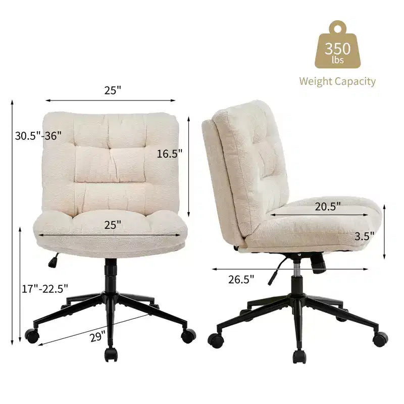 Chaise de bureau ergonomique avec pivotement à 360°, réglage de la hauteur et de l'inclinaison, assise large en forme de U, tissu doux en chenille, 4 coloris