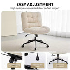 Chaise de bureau ergonomique avec pivotement à 360°, réglage de la hauteur et de l'inclinaison, assise large en forme de U, tissu doux en chenille, 4 coloris