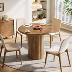 Table à manger ronde Lantine de 31,5 pouces pour 2-4 personnes, petite table de cuisine avec base robuste pour salle à manger, salon (marron)