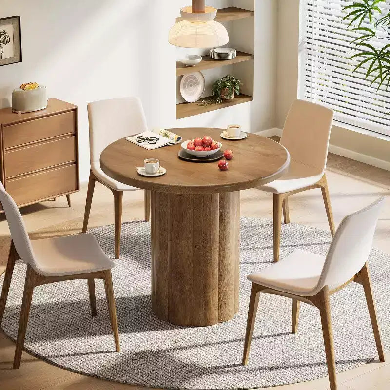 Table à manger ronde Lantine de 31,5 pouces pour 2-4 personnes, petite table de cuisine avec base robuste pour salle à manger, salon (marron)