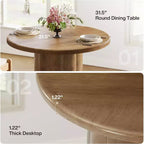 Table à manger ronde Lantine de 31,5 pouces pour 2-4 personnes, petite table de cuisine avec base robuste pour salle à manger, salon (marron)