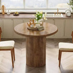 Table à manger ronde Lantine de 31,5 pouces pour 2-4 personnes, petite table de cuisine avec base robuste pour salle à manger, salon (marron)