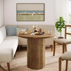 Table à manger ronde Lantine de 31,5 pouces pour 2-4 personnes, petite table de cuisine avec base robuste pour salle à manger, salon (marron)