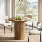 Table à manger ronde Lantine de 31,5 pouces pour 2-4 personnes, petite table de cuisine avec base robuste pour salle à manger, salon (marron)