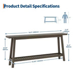 COZONY 71 Console étroite avec rangement, table d'appoint extra longue derrière le canapé, table d'entrée industrielle à 2 niveaux de style ferme
