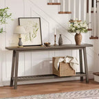 COZONY 71 Console étroite avec rangement, table d'appoint extra longue derrière le canapé, table d'entrée industrielle à 2 niveaux de style ferme