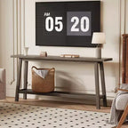 COZONY 71 Console étroite avec rangement, table d'appoint extra longue derrière le canapé, table d'entrée industrielle à 2 niveaux de style ferme