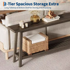 COZONY 71 Console étroite avec rangement, table d'appoint extra longue derrière le canapé, table d'entrée industrielle à 2 niveaux de style ferme