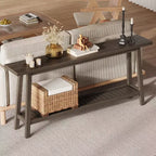 COZONY 71 Console étroite avec rangement, table d'appoint extra longue derrière le canapé, table d'entrée industrielle à 2 niveaux de style ferme