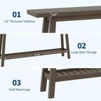 COZONY 71 Console étroite avec rangement, table d'appoint extra longue derrière le canapé, table d'entrée industrielle à 2 niveaux de style ferme