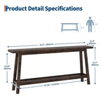 COZONY 71 Console étroite avec rangement, table d'appoint extra longue derrière le canapé, table d'entrée industrielle à 2 niveaux de style ferme