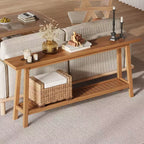 COZONY 71 Console étroite avec rangement, table d'appoint extra longue derrière le canapé, table d'entrée industrielle à 2 niveaux de style ferme