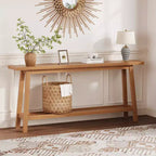 COZONY 71 Console étroite avec rangement, table d'appoint extra longue derrière le canapé, table d'entrée industrielle à 2 niveaux de style ferme