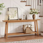 COZONY 71 Console étroite avec rangement, table d'appoint extra longue derrière le canapé, table d'entrée industrielle à 2 niveaux de style ferme