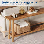 COZONY 71 Console étroite avec rangement, table d'appoint extra longue derrière le canapé, table d'entrée industrielle à 2 niveaux de style ferme