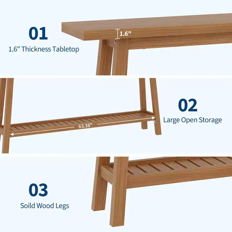 COZONY 71 Console étroite avec rangement, table d'appoint extra longue derrière le canapé, table d'entrée industrielle à 2 niveaux de style ferme