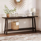 COZONY 71 Console étroite avec rangement, table d'appoint extra longue derrière le canapé, table d'entrée industrielle à 2 niveaux de style ferme