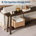 COZONY 71 Console étroite avec rangement, table d'appoint extra longue derrière le canapé, table d'entrée industrielle à 2 niveaux de style ferme