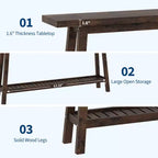 COZONY 71 Console étroite avec rangement, table d'appoint extra longue derrière le canapé, table d'entrée industrielle à 2 niveaux de style ferme