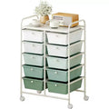 Gymax 10-Drawer Storage Cart Utility Rolling Trolley Kitchen Office Organizer