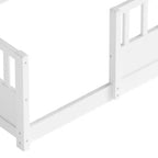 Lit de sol une place avec barrière de sécurité et rangement latéral, lit Montessori en bois pour enfants, Blanc