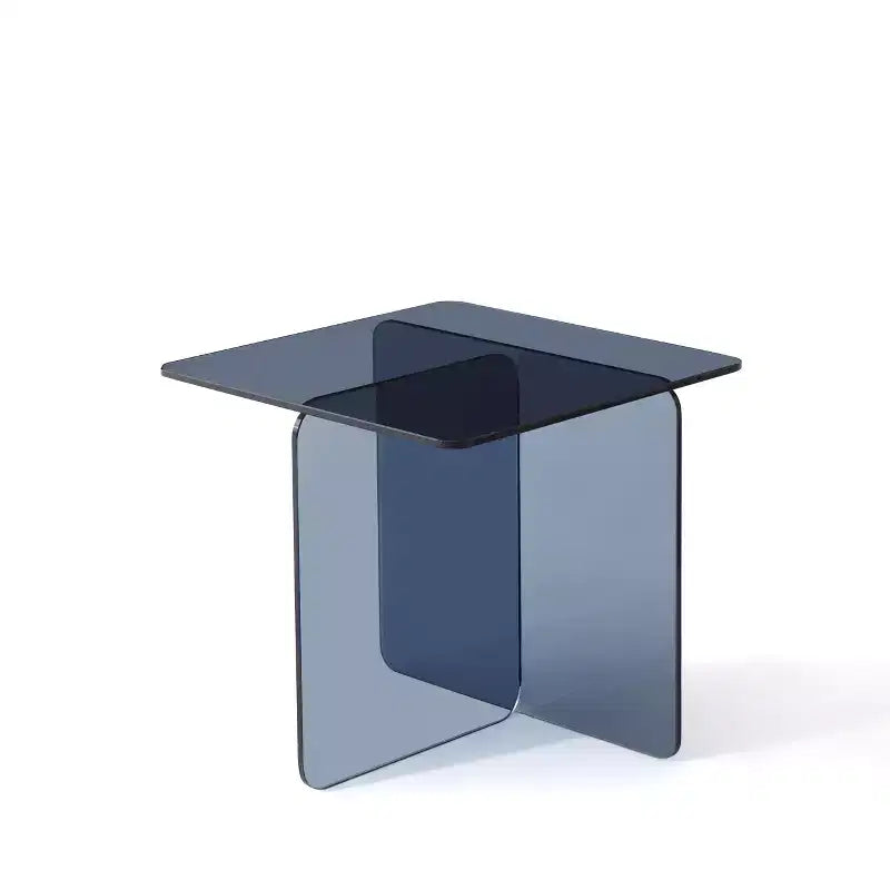 Table de chevet en verre fumé trempé, table d'appoint grise moderne pour chambre à coucher et salon